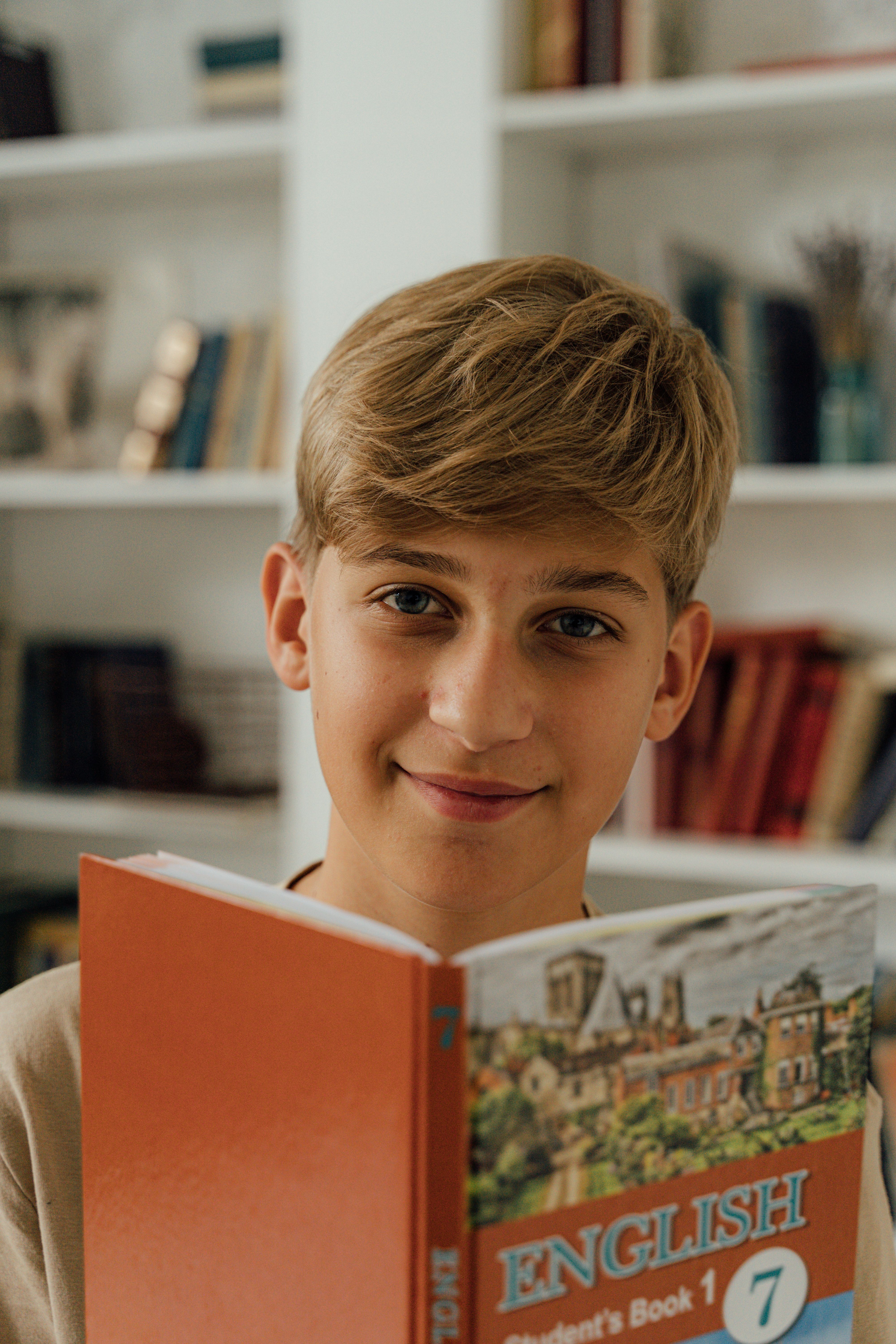 Young man studying Grammar rules